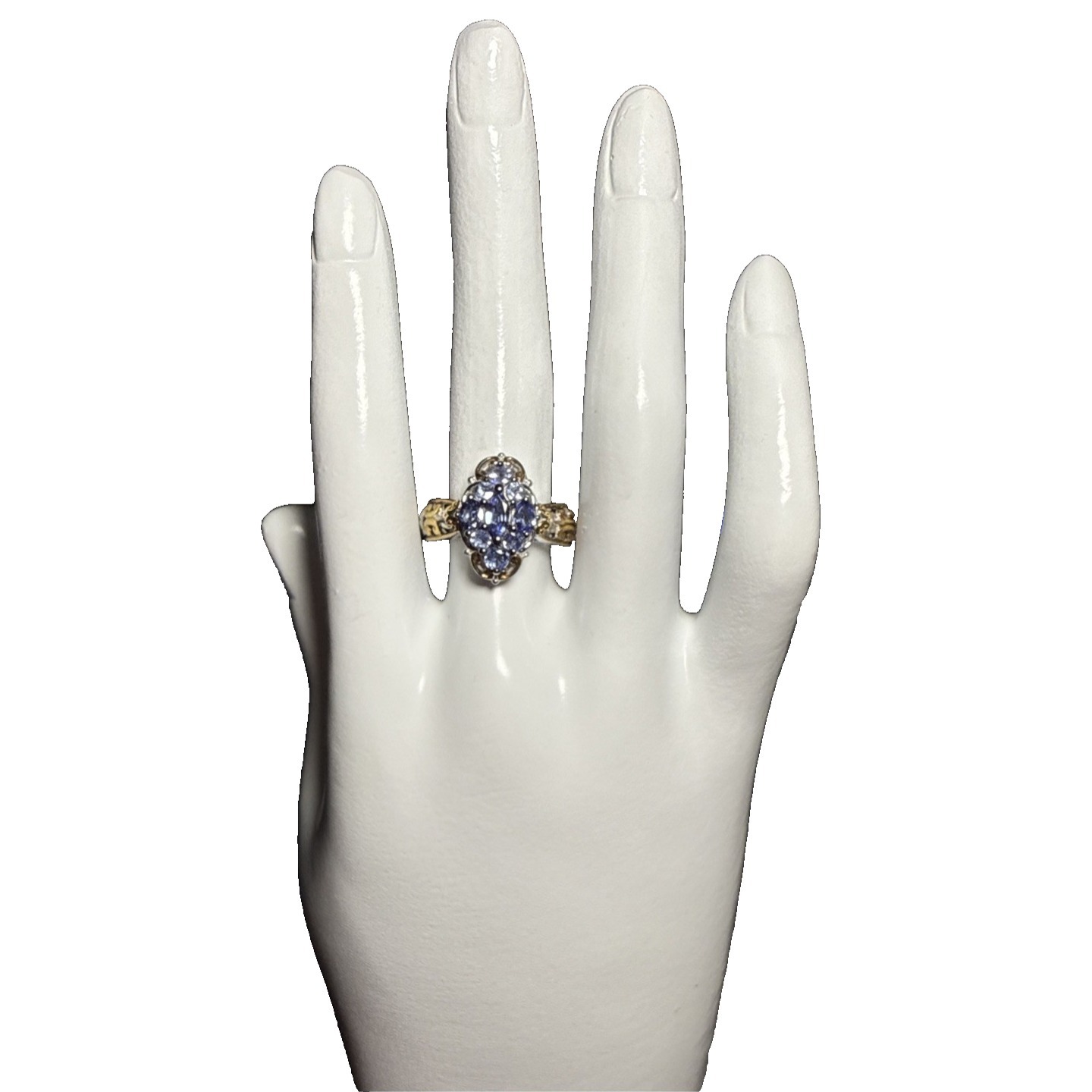 Michael Valitutti 925 Sterling Silver Two Tone Tanzanite Cluster Ring J-9p